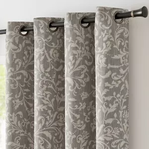 COLLACT 80% Blackout Curtains for Bedroom Grey Scroll Floral Patterned Curtai... - Picture 1 of 9