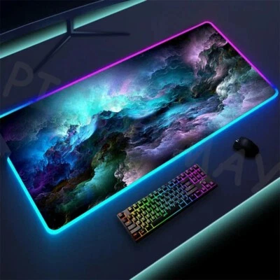 RGB Bunte LED Beleuchtung Gaming Matte Spiele XXL Mouse Pad planet für PC - Bild 1 von 4