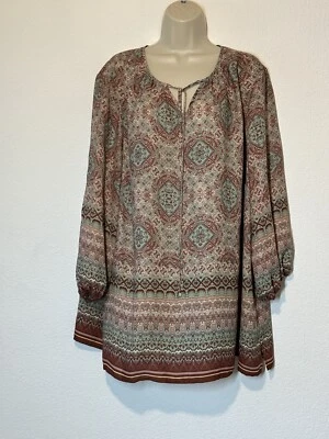 Blusa Violeta + Claire Mujer 3X Rosa Verde Manga Larga Túnica Top Transparente Boho Foto 1 de 4