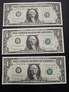 1969 A $1 Dollar Note Chicago  Unc Lot Of 3  Sequential David Kennedy signed - Picture 1 of 8
