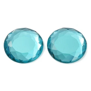5 facettierte Glas Cabochons rund ø 25 mm Diamant Türkis Blau Schmuckbasteln - Bild 1 von 6