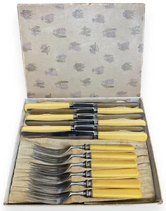Vintage John Russell Bakelite & Stainless 12-pc Flatware Set NOS + Original Box - Picture 1 of 5