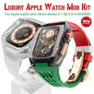 Pasek Guma 49mm 45mm Mod Kit Case Przezroczysty PC Fr Apple Watch Ultra 2 9 8 7 6 - Zdjęcie 1 z 58