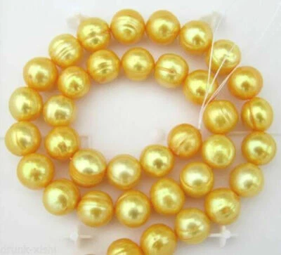20" Gorgeous 12-10mm South Sea Baroque Gold Pearl Necklace 14k Gold P - Image 1 of 4
