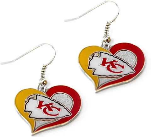 Kansas City Chiefs NFL Team Swirl Heart Earrings Cover