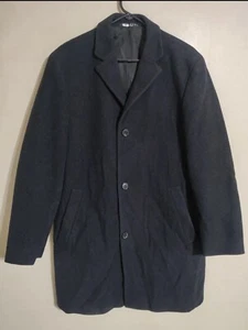 Hugo Boss Stratus 100% Wool Black Long Winter Trench Overcoat - Men's 42R - Picture 1 of 7