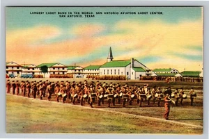 San Antonio Texas größte Luftfahrt Kadett Band Ansicht Soldaten Vintage unbenutzte Postkarte - Bild 1 von 2