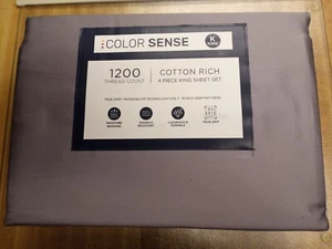 Color Sense King Size Sheet Set Dark Grey 1200 Thread Count - Picture 1 of 2