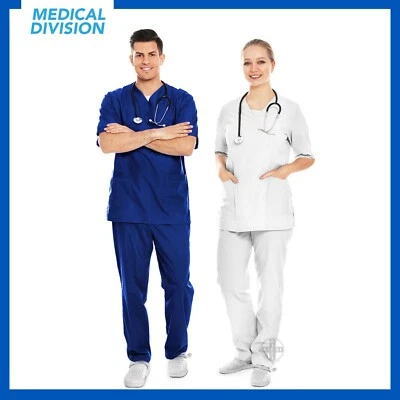 Divisa Ospedaliera in cotone 100% scollo a V per medico infermiere oss estetista - Immagine 1 di 4