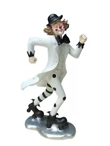 Dekofigur Clown auf Rollschuhen schwarz weiß 23,5cm Figur Karneval Köln Harlekin - Bild 1 von 1
