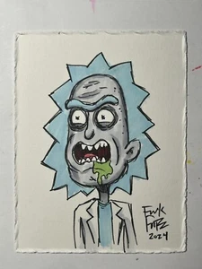 Dibujo marcador artístico original de Rick Sánchez Rick & Morty de Frank Forte RARO - Imagen 1 de 1