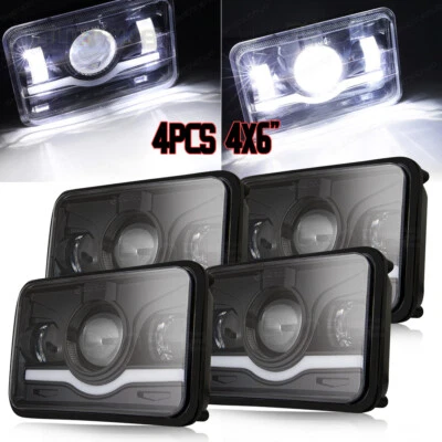 Brightest 4pcs 4x6" Led Headlights H4656 6000k for Kenworth T400 T600A T800 W900 - Image 1 of 4