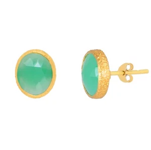2,05 quilates Pendientes de crisoprasa con forma ovalada de oro amarillo de 1... - Imagen 1 de 7