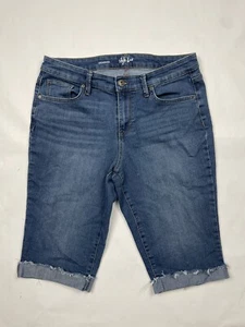 Style & Co. Women's Blue Jean Skimmer Shorts Size 10 Distressed Cuffed Stretch - Picture 1 of 8