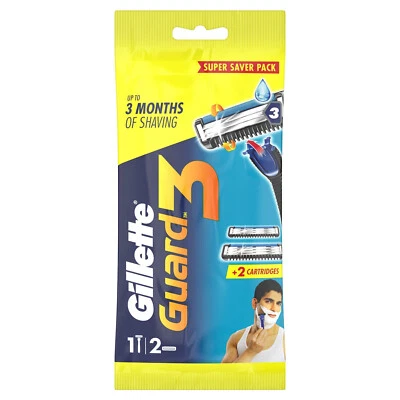 Gillette Guard3 manico rasoio da barba di sicurezza liscio + 3 cartucce - spe... - Immagine 1 di 4