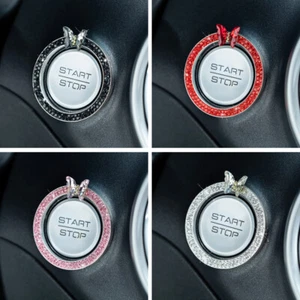 Car Engine Start Stop Push Button Trim Cover Ignition Bling Diamond Decor Ring - Picture 1 of 13