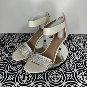 Style & Co Phillys Two-Piece Evening Sandals White/Silver 6M - Picture 1 of 12