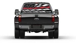 THIN RED LINE AMERICAN FLAG FIREFIGHTER Rear Window Graphic Decal Trucks Cars - Picture 1 of 4