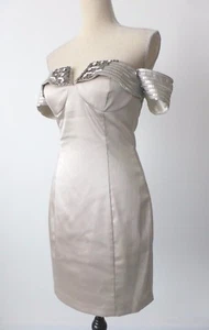 SEDUCE Dress Silver Satin Strapless Sheath NWT rrp $219.95 Size 10 US 6 - Picture 1 of 12