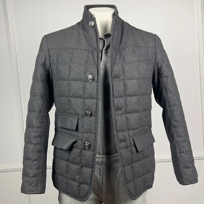 Chaqueta de bombardero Brooks Brothers acolchada de lana negra de franela talla XS se adapta a S Foto 1 de 4