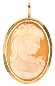 Detailed Cameo Pendant/Charm 14k Yellow Gold 1.3 Inch - Picture 1 of 4
