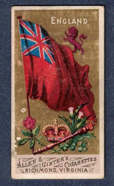 ENGLAND 1887 N9 Allen & Ginter Flags Of All Nations (BLOCK)