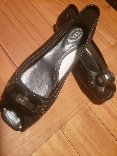 TOD’S TODS DONNA BALLERINE NERE PUNTA APERTA USATE IN OTTIME CONDIZIONI TAGLIA 8