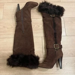 Coach Mazur Shearling Fur Over the Knee Tall Heeled Boot Size 8 - Picture 1 of 6