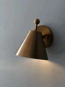 Handmade Vintage Single Light Shade Pivot Brass Sconce Mid Century Style Brass W - Picture 1 of 10