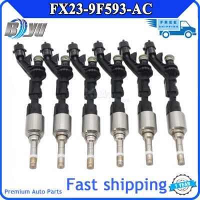 Set of 6 FX23-9F593-AC Fuel Injectors For Jaguar F-Type XJ XF 2013-2015 3.0L V6 - Imagem 1 de 4