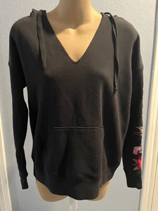 American Eagle Outfitters Embroidered Hoodie, Black Floral Rose, Size XS, nwot - Picture 1 of 5
