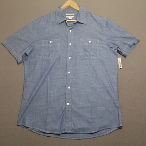 Amazon Essentials Mens Large Regular Fit Short Sleeve Pocket Button Up Shirt NWT - Picture 1 of 10