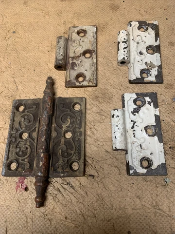 4 Antique Ornate Eastlake Victorian Steeple Tip Hinge 3" x 3" One Complete Parts Cover