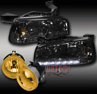 FOR 06-09 CHARGER DRL LED SMOKE CRYSTAL HEAD LIGHT W/YELLOW BUMPER DRIVING FOG