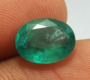 2.55 Ct Natural Top Green Zambia Emerald Oval Cut Top Quality Gems Good Luster - Picture 1 of 8