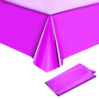 2 Pack Rose Red Disposable Plastic Tablecloths 54x108" Shiny Table Covers