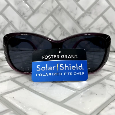 NUEVO CON ETIQUETAS Foster Grant Protector Solar Se Ajusta Sobre Gafas de Sol FO-008 BRY SMK DIM Púrpura Foto 1 de 4