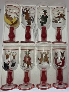 Pottery Barn Ltd handbemalte Rentiere Glas Wasser/Weinkelche 8er Set - Bild 1 von 22
