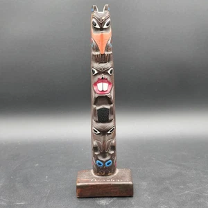 Vintage Authentic Alaska Craft Resin Totem Pole Figurine 9 inches Made In Alaska - Picture 1 of 7