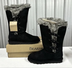NEU Bearpaw Emery Aged schwarze hohe Wildlederstiefel Damengröße 11 Slipper NeverWet - Bild 1 von 12