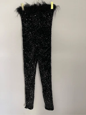 Mono FASHION NOVA Catch Me Brillante Lentejuelas - Negro Talla Pequeña Nuevo con Etiquetas Foto 1 de 4