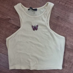 Primark Womens Yellow Polyester Blend Tank Size S - Butterfly - Picture 1 of 3