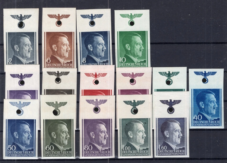 GERMANY 3rd REICH GENERALGOUVERNEMENT IMPERF AH SET UPPER MARGINS PERFECT NH - Image 1 of 1