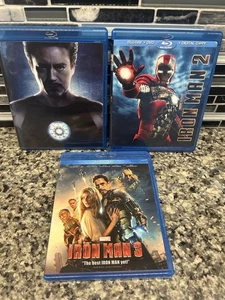 Iron Man 1, 2 & 3, Trilogy Marvel (Blu-ray), 3-Film LOT 1-3 Robert Downey Jr - Picture 1 of 4