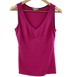Boden Hot Pink Jersey Stretch Ruched V-Neck Fitted Vest UK 12 - Picture 1 of 4
