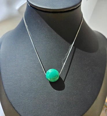 Collar Colgante Turquesa Natural Textura Única Frijoles Plata 925 Mujer Foto 1 de 4