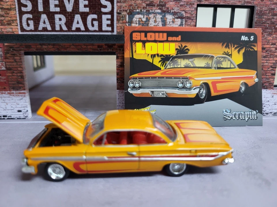 JOHNNY LIGHTNING 1:64 JLSP406A 1961 CHEVROLET IMPALA SS 409 (SCRAPIN') YELLOW - Image 1 of 3