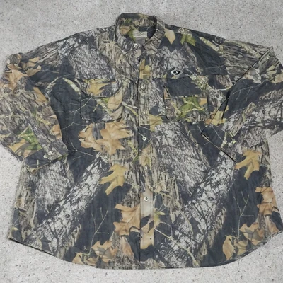 Mossy Oak Break Up Camo Shirt Nylon Long Sleeve Button Up Vented - Image 1 of 4