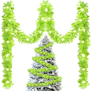 16.4 ft Christmas Prelit Tinsel Lighted Garland with 50 LED Lights Hanging Ch... - Bild 1 von 6