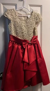 Elegant red and gold 6X Girls Dress - Picture 1 of 3